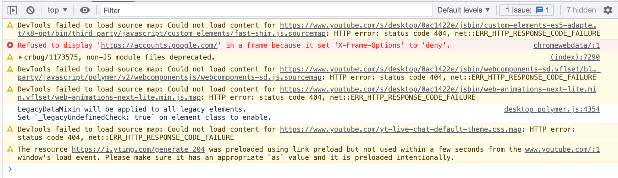 Unfiltered logs from youtube.com