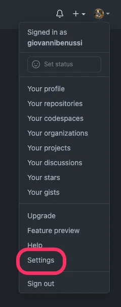 GitHub settings