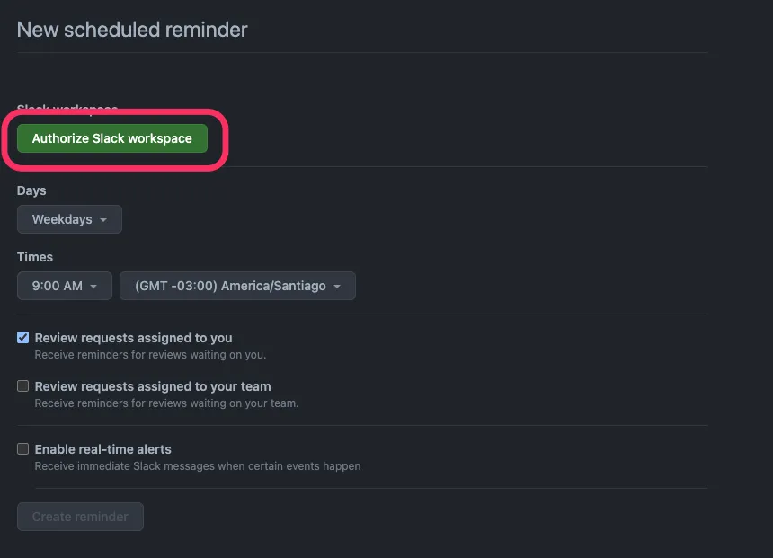 Authorize Slack workspace